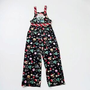 No Boundaries NWT Small Christmas Cat Velvet Overalls Jumpsuit Ugly Sweater